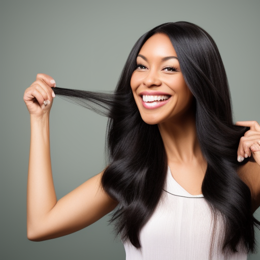 

An image of a woman with long, healthy, shiny hair, smiling confidently, with a caption that reads "Regular Hair Care Routines Lead to Healthy, Beautiful Hair".