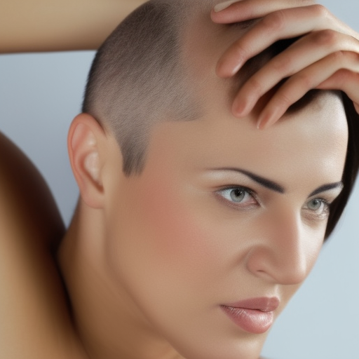 

A close-up of a woman's scalp, with several bald patches, highlighting the different types of hair loss that can occur.